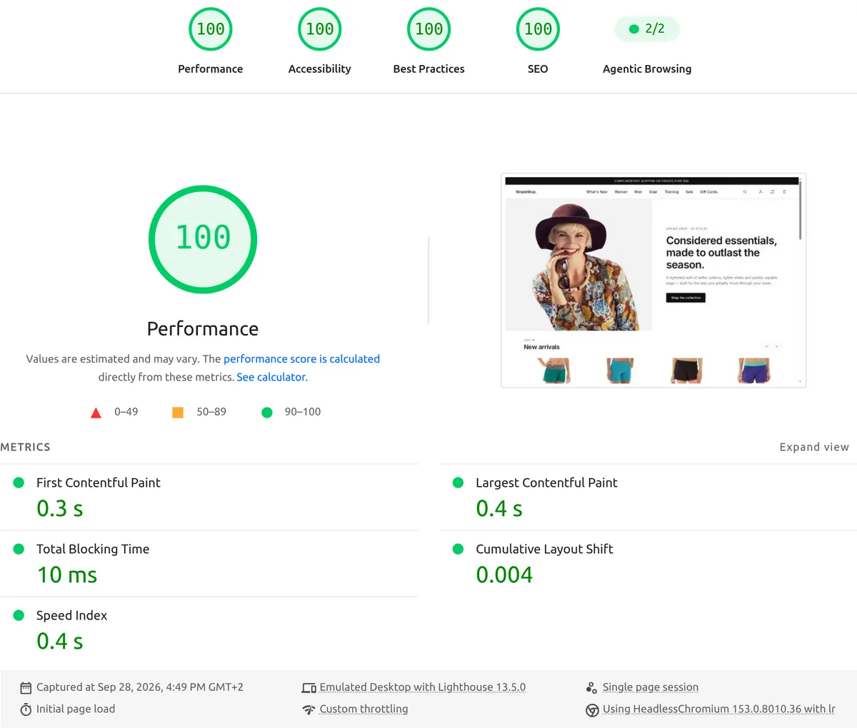 Home Page — PageSpeed Insights desktop result