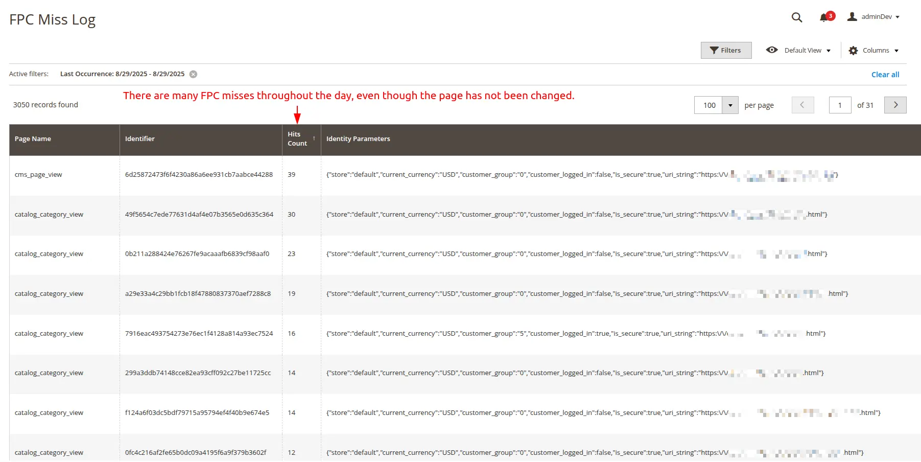 Magento 2 Full Page Cache misses statistics