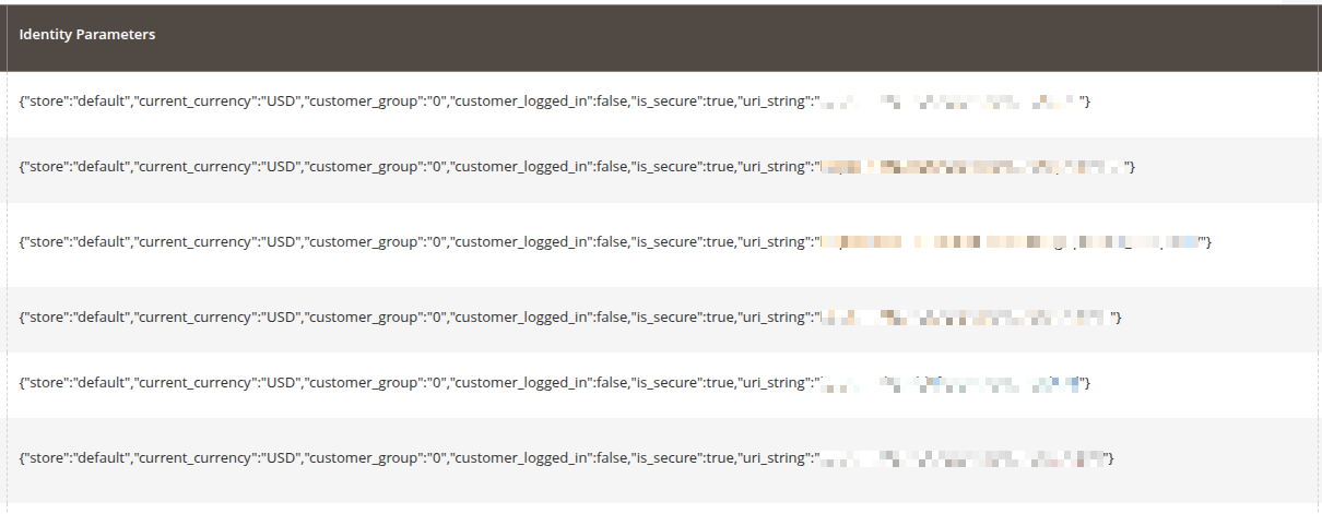 Magento 2 Full Page Cache Clean Grid Identity Parameters