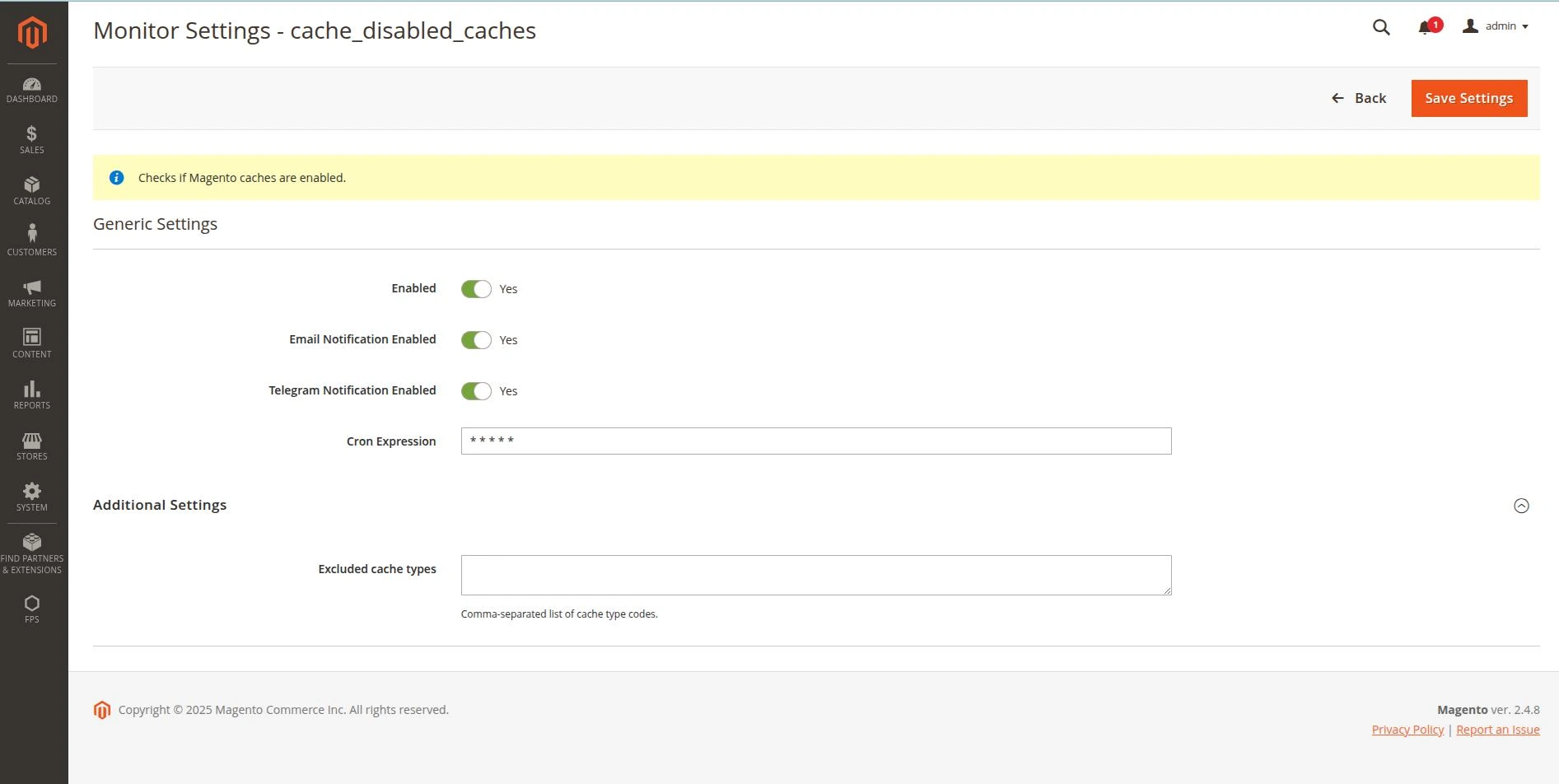 Monitor configuration page