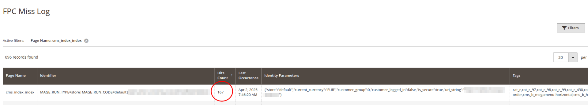 Freento Performance Suite - Full Page Cache Miss Log